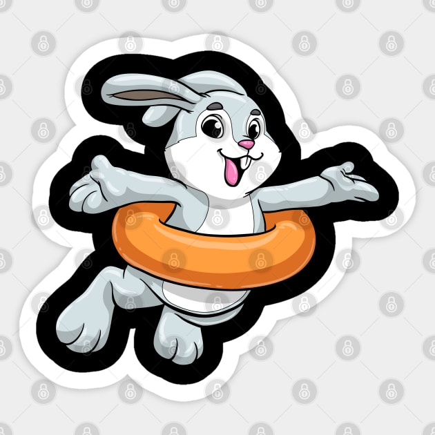 Rabbit at Swimming with Swimming ring Sticker by Markus Schnabel